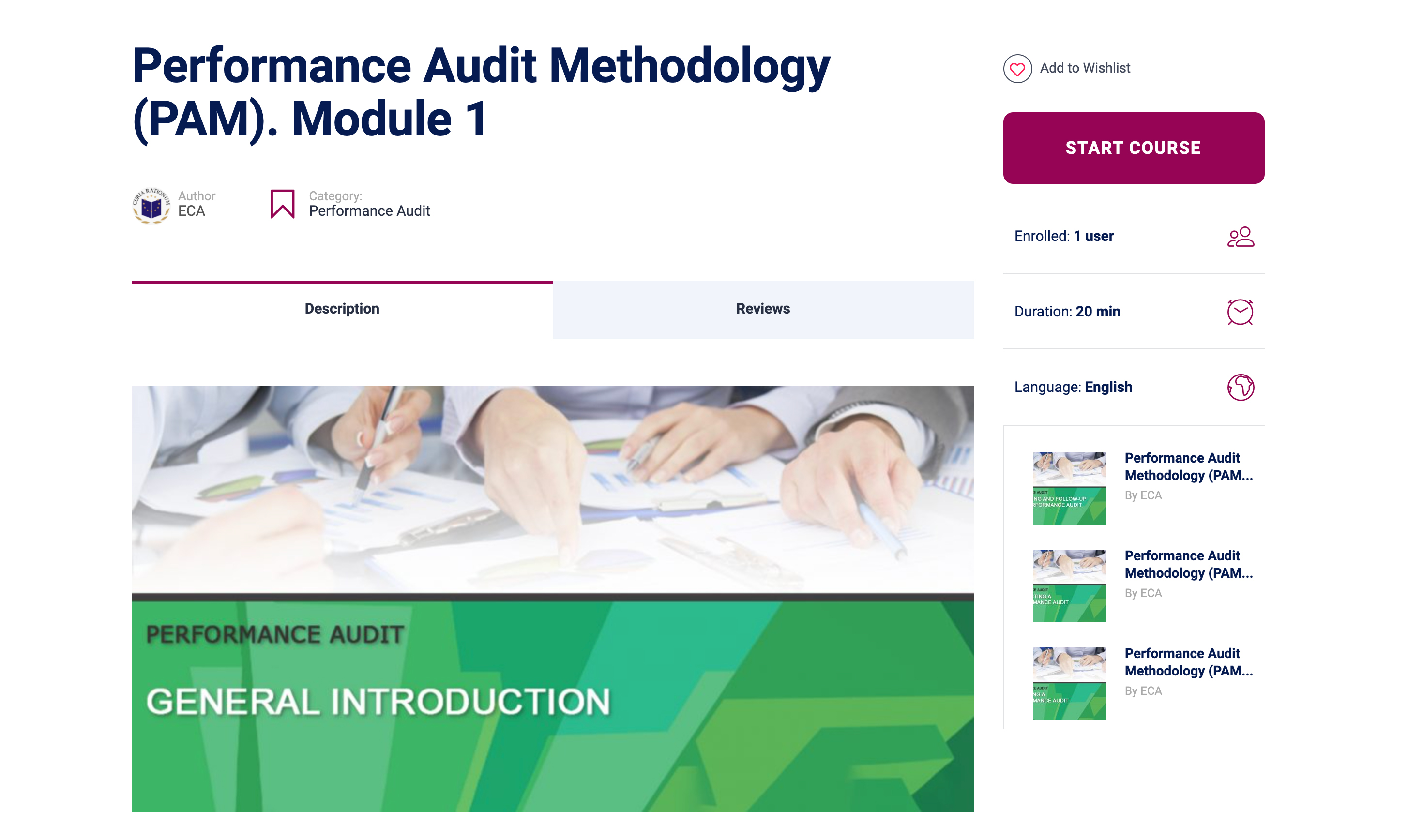 ECA’s Course on Performance Audit Methodology is Open for the Students at U-INTOSAI